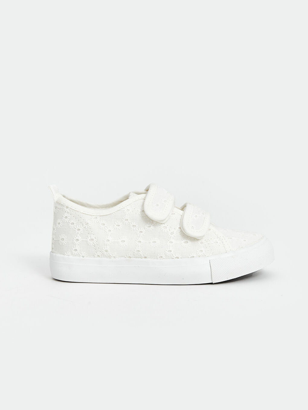 Flower Embroidered Hook and Loop Girls' Sneakers -S5AR44Z4-Q6K