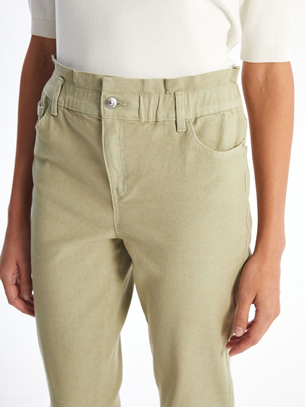 Blugi Slim Mom cu Talie Elastică pentru Femei-2