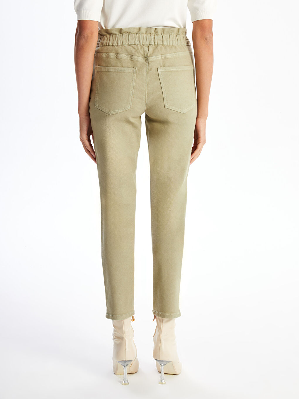 Blugi Slim Mom cu Talie Elastică pentru Femei-3