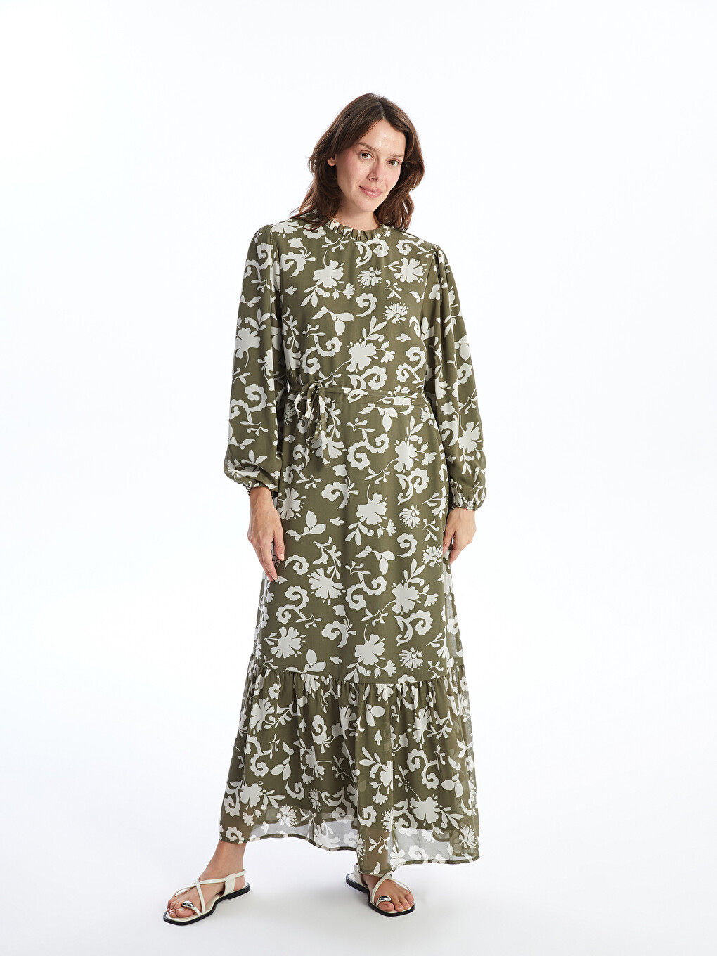 LCWAIKIKI Classic Floral Sash Women's Long Dress - S5AR86Z8-LRR