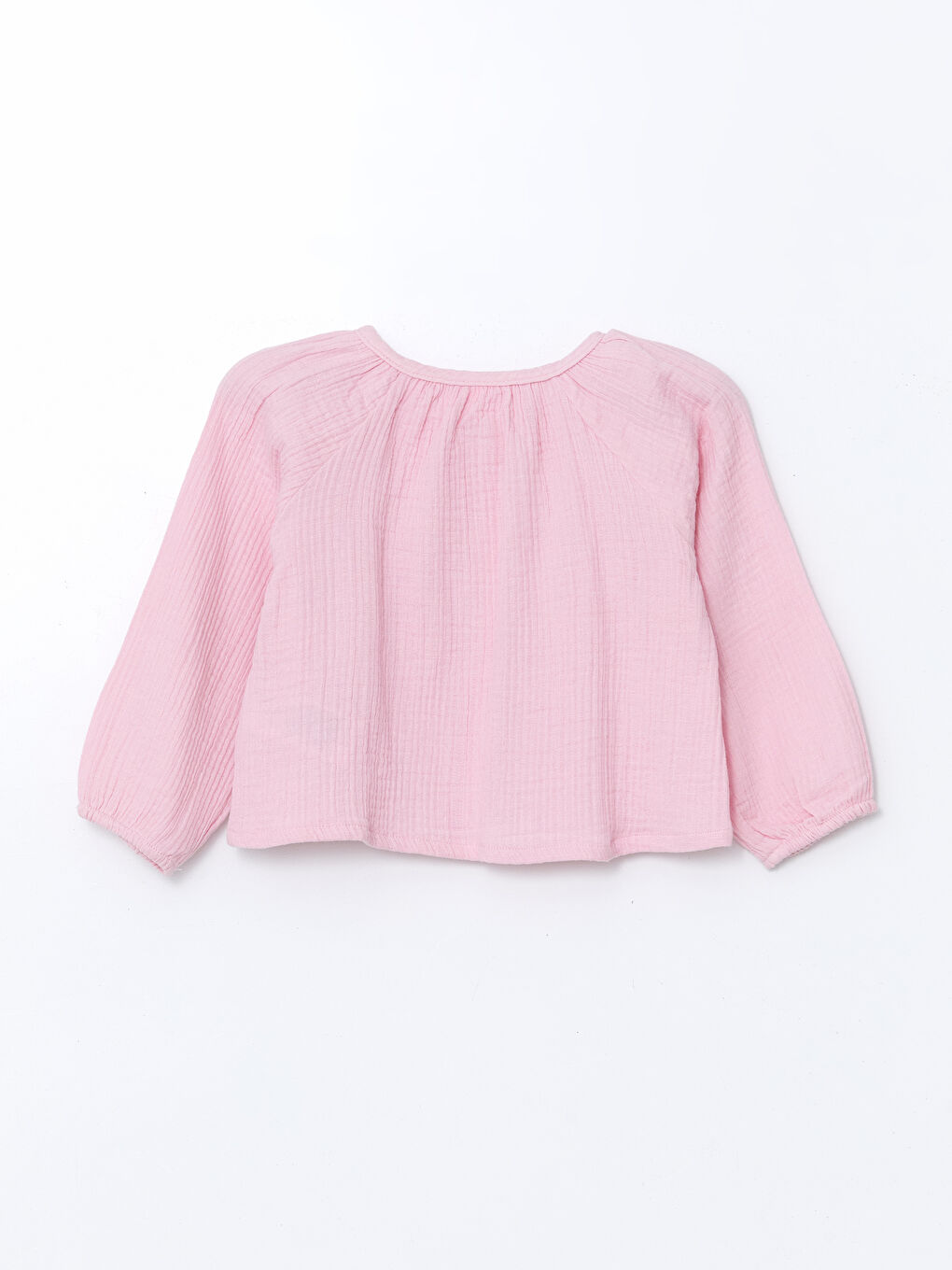 Pembe Bisiklet Yaka Çiçekli Kız Çocuk Gömlek-1