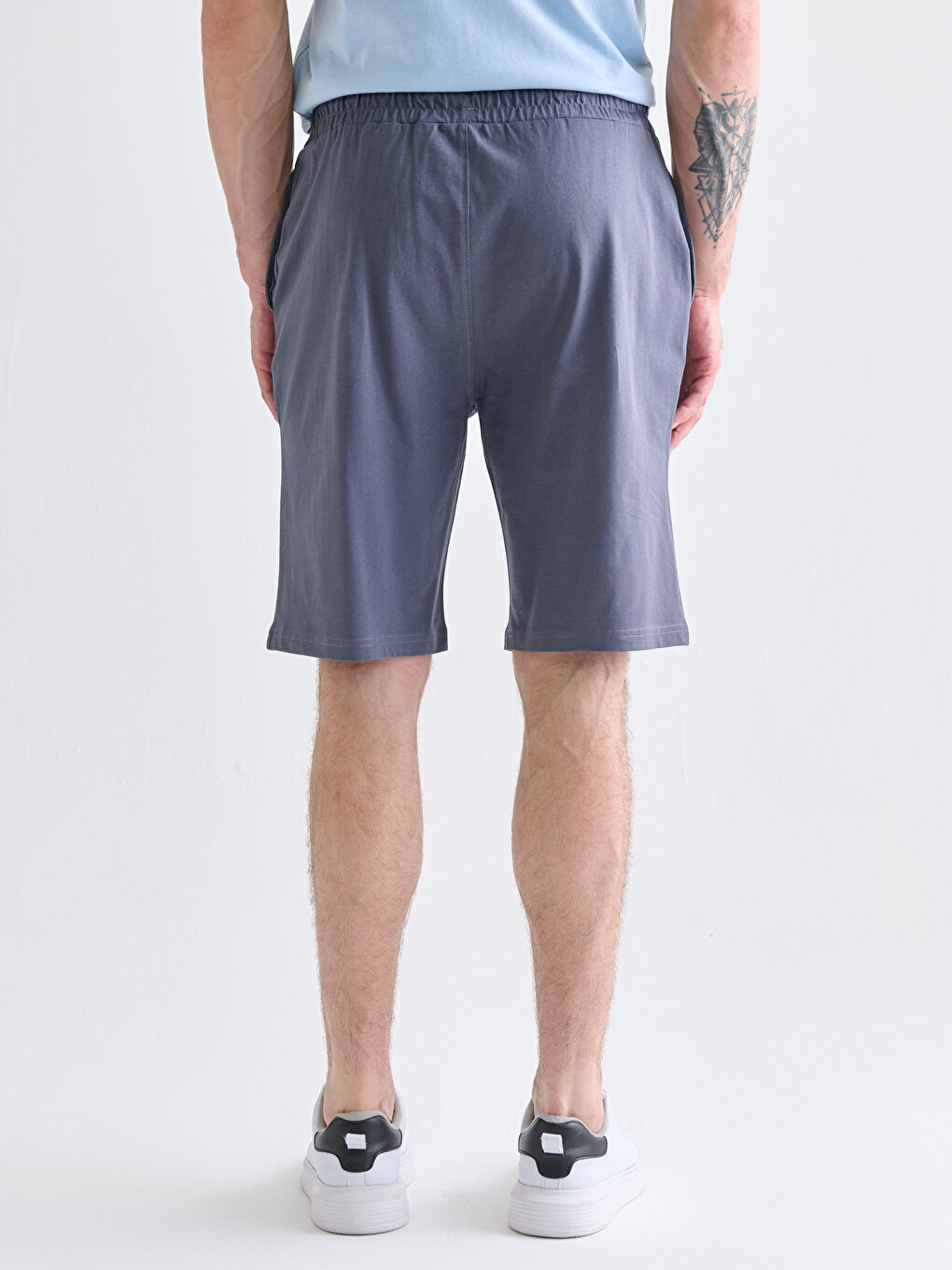 Antrasit Standart Kalıp Beli Bağlamalı Erkek Şort-3