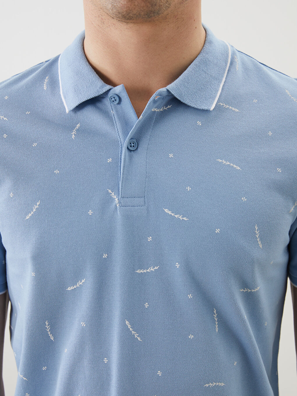 Polo Neck Short Sleeve Patterned Men's T-Shirt -S5AS28Z8-J0M