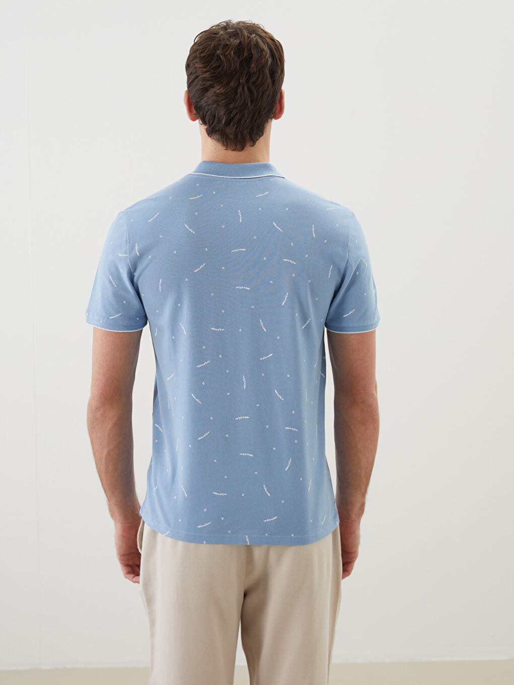 Polo Neck Short Sleeve Patterned Men's T-Shirt -S5AS28Z8-J0M