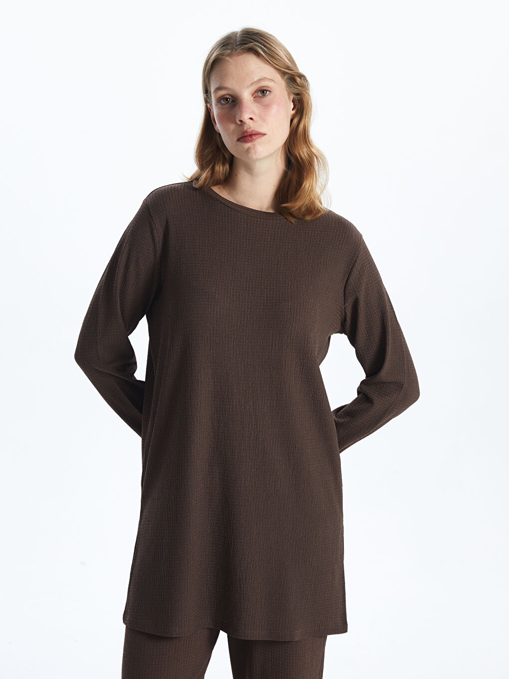 Crew Neck Textured Women's Tunic