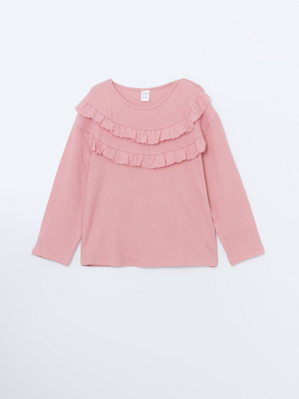 Crew Neck Basic Ruffled Jersey Girls' Blouse -S5AS54Z1-FFK