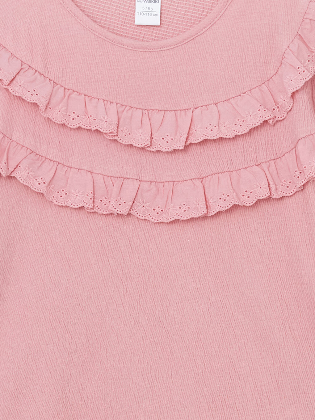 Crew Neck Basic Ruffled Jersey Girls' Blouse -S5AS54Z1-FFK