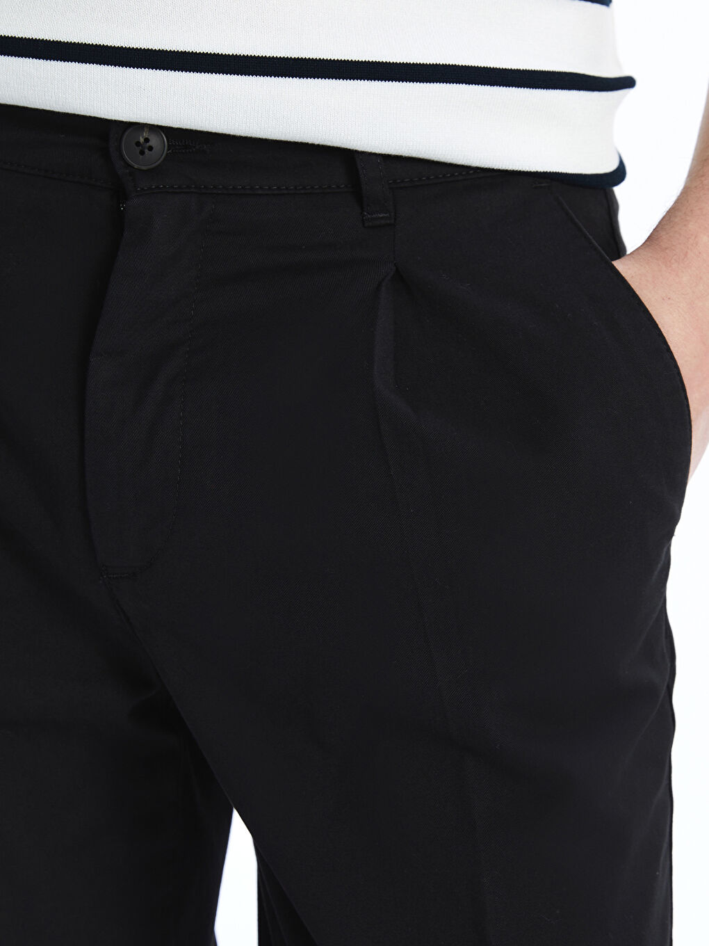 Siyah Standart Kalıp Gabardin Erkek Pantolon-2