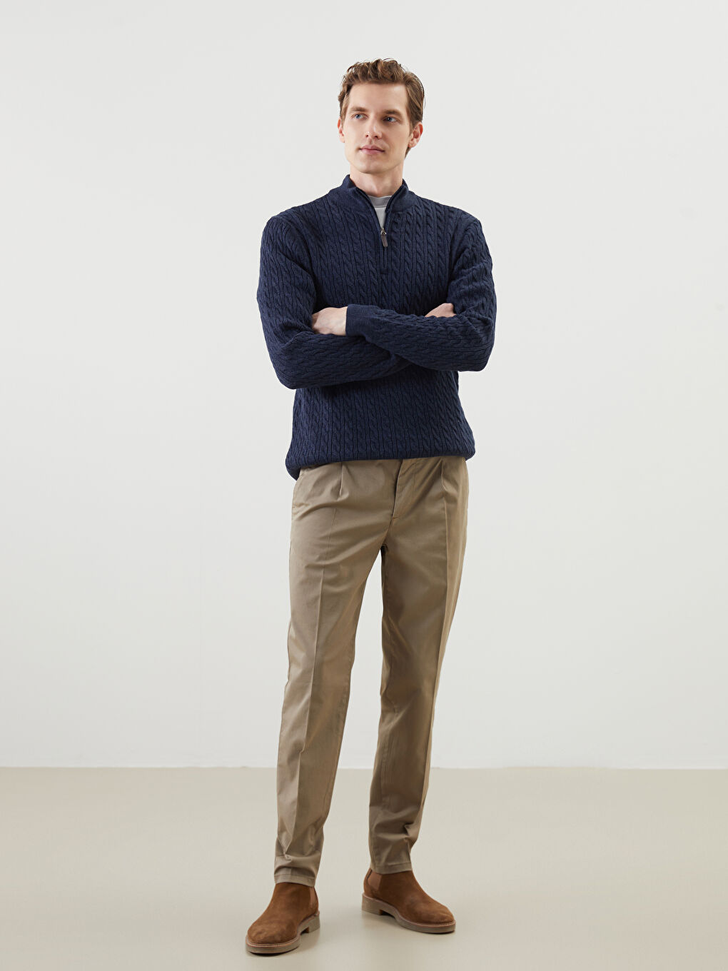 Yeşil Standart Kalıp Gabardin Erkek Pantolon