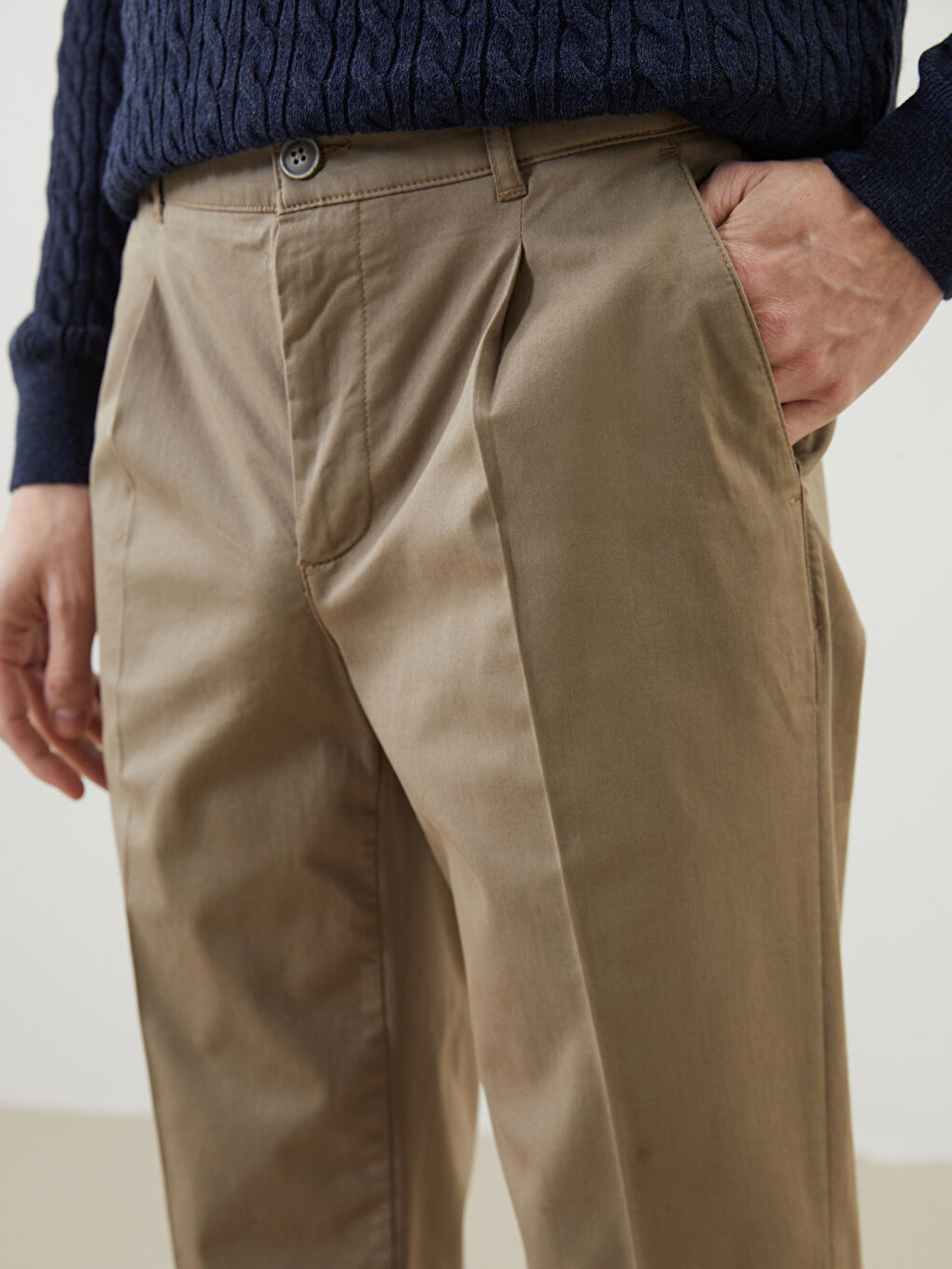 Yeşil Standart Kalıp Gabardin Erkek Pantolon-2