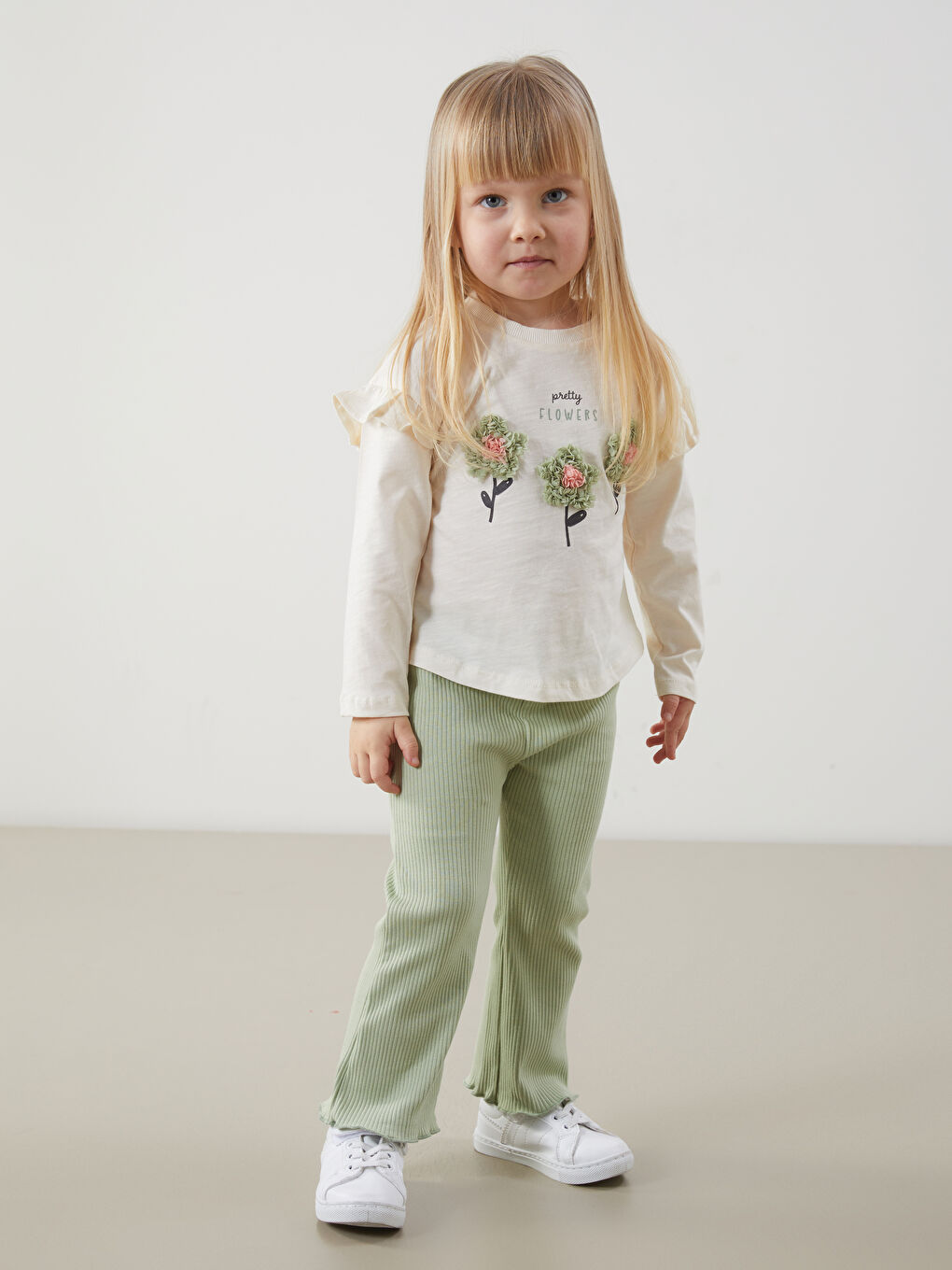 Crew Neck Floral Baby Girls' Blouse and Leggings 2 Pack