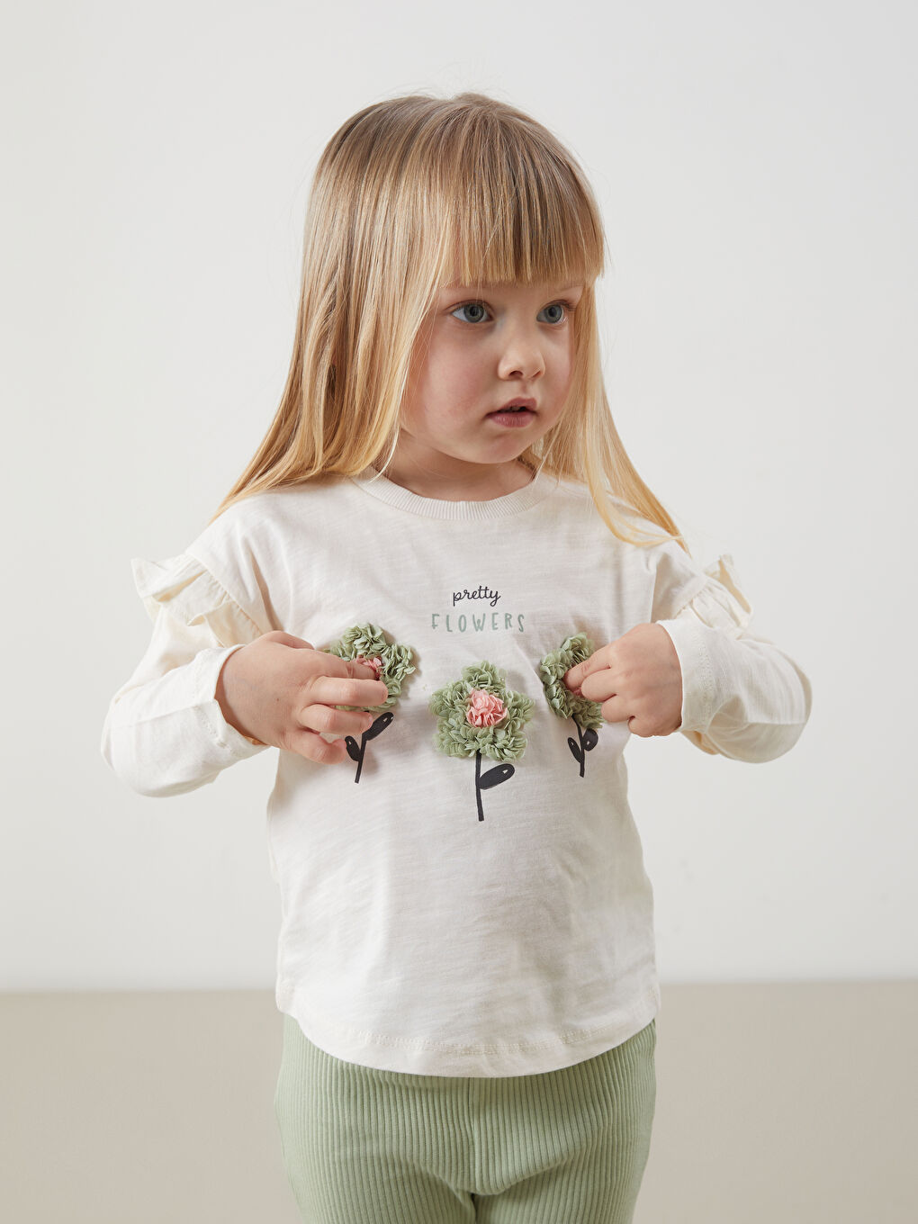 Crew Neck Floral Baby Girls' Blouse and Leggings 2 Pack-1