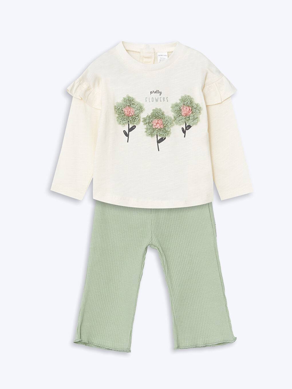 Crew Neck Floral Baby Girls' Blouse and Leggings 2 Pack-2