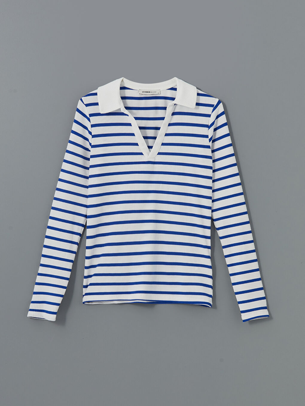 LCWAIKIKI Basic Polo Neck Striped Women's Body -S5AS96Z8-LGS