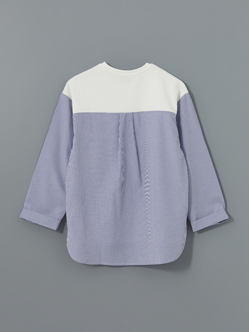 LCWAIKIKI Classic Ekru Bisiklet Yaka Çizgili Kadın Sweatshirt - 5