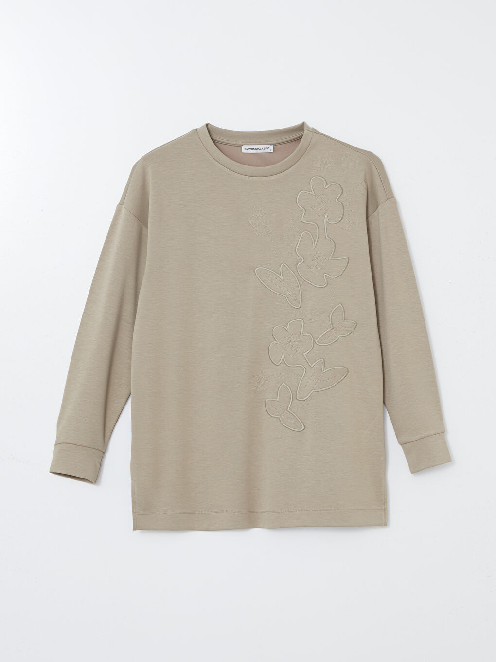 Haki Bisiklet Yaka Nakışlı Kadın Tunik-4