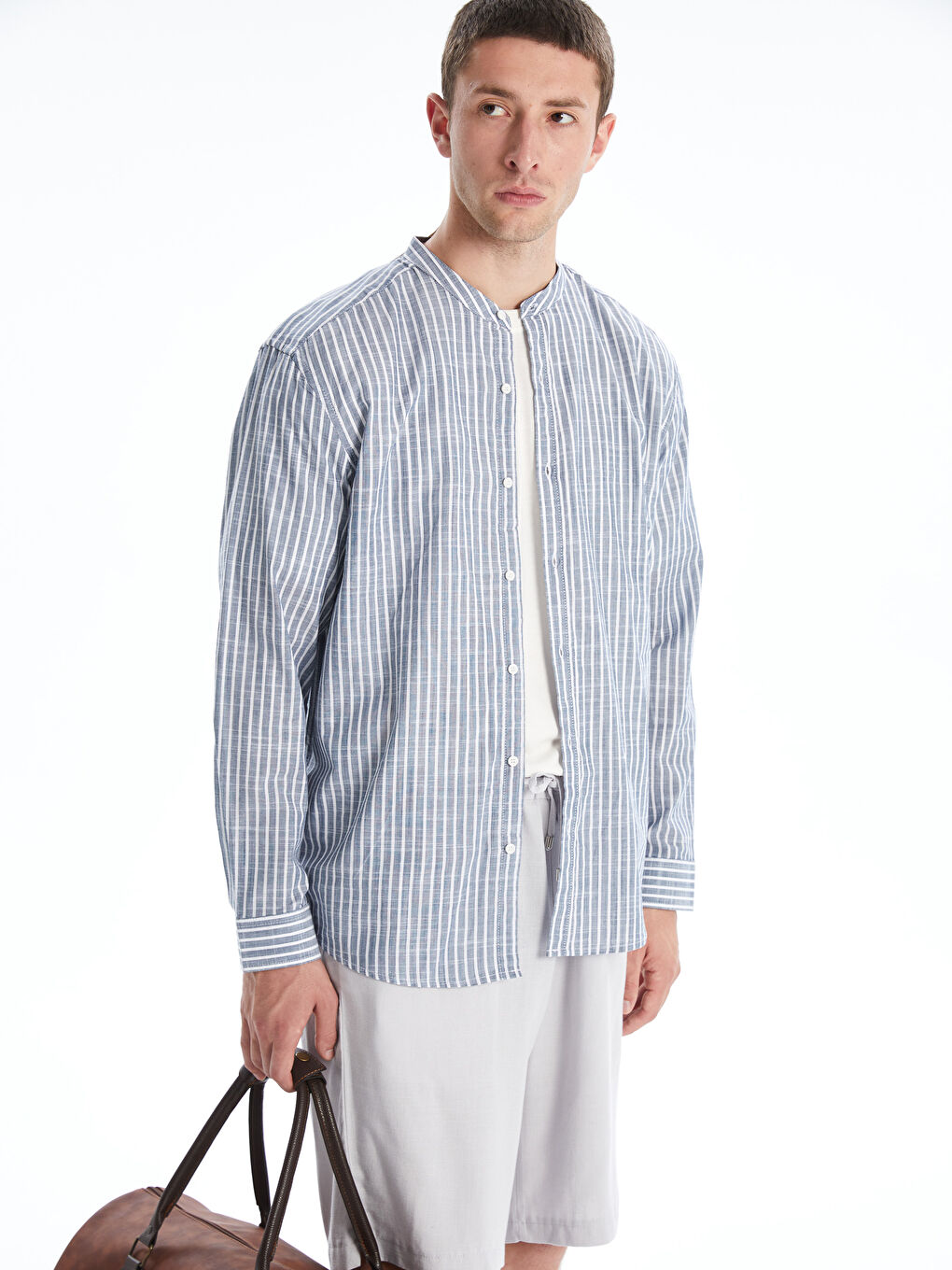LCW Vision Regular Fit Long Sleeve Striped Men's Shirt -S5AT37Z8-LGS