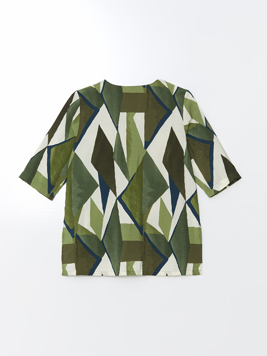 V-Neck Patterned Oversize Women's Blouse-5