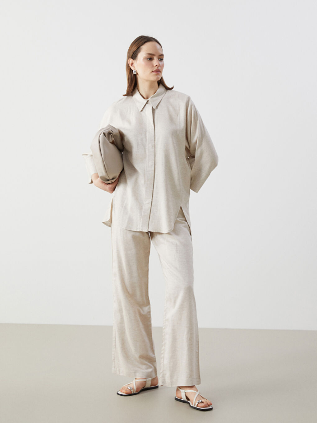 Oversize Linen Blend Women's Shirt Tunic-1