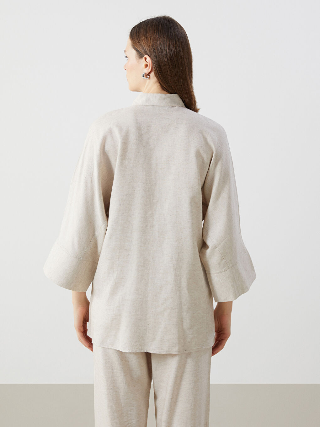 Oversize Linen Blend Women's Shirt Tunic-3