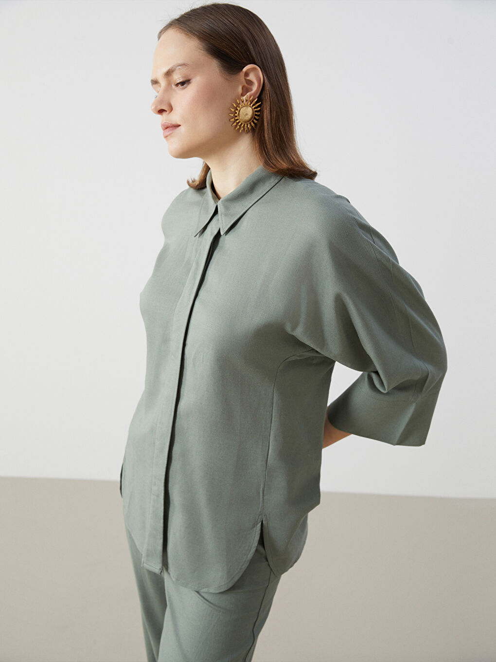 Oversize Linen Blend Women's Shirt Tunic