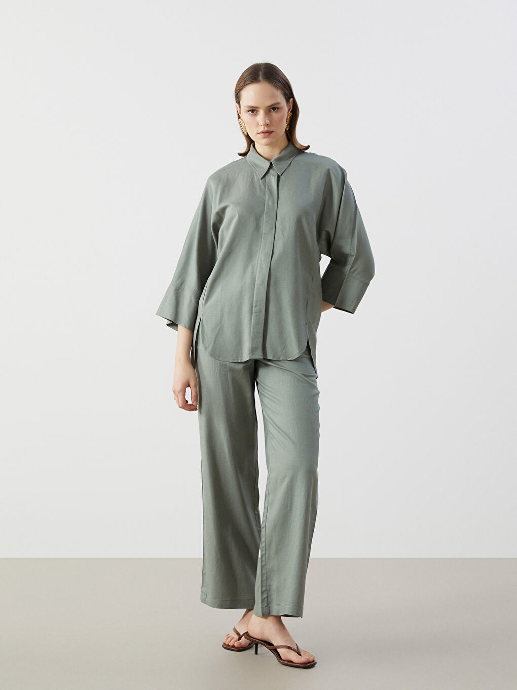 Oversize Linen Blend Women's Shirt Tunic-1