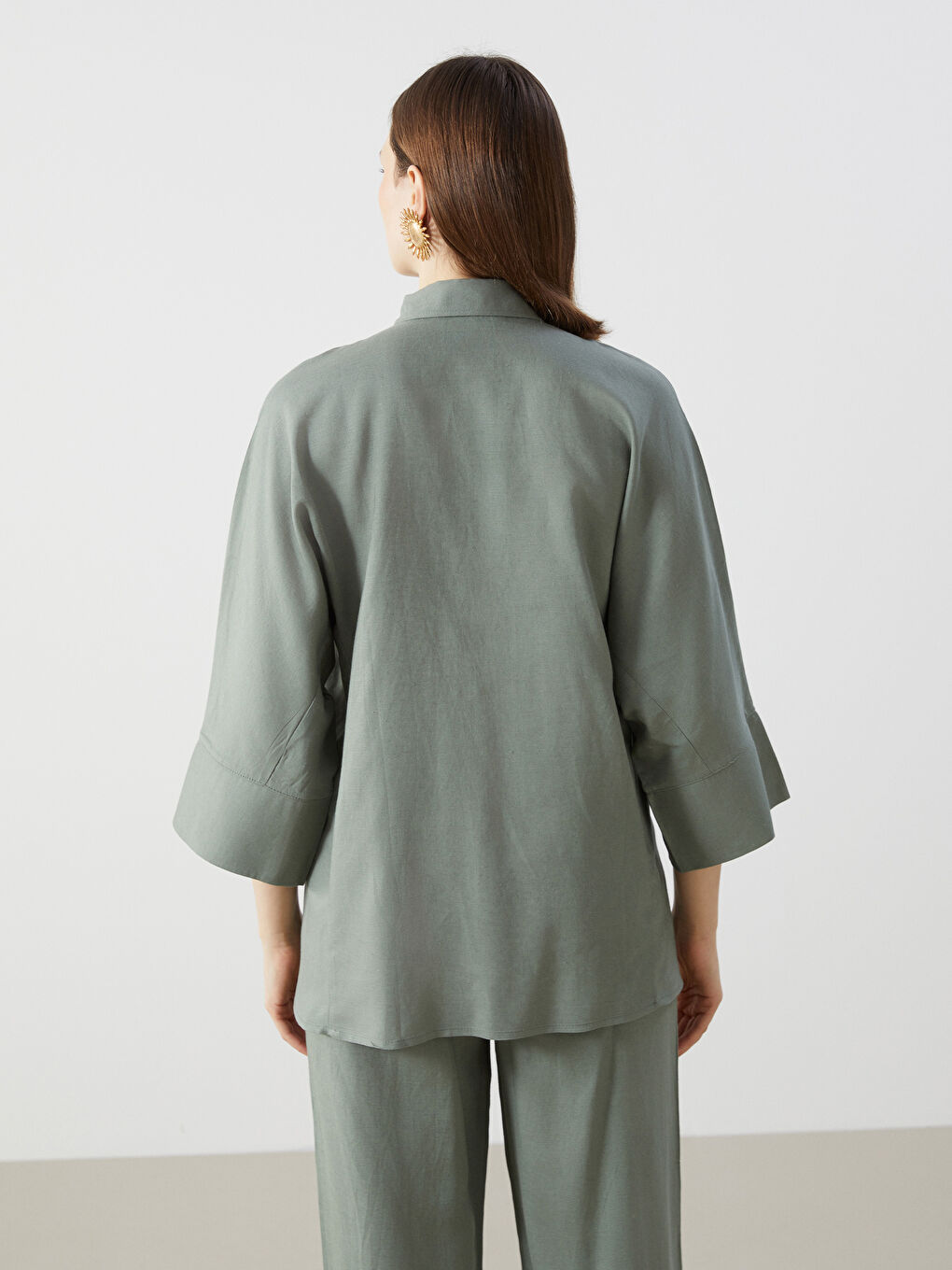 Oversize Linen Blend Women's Shirt Tunic-3