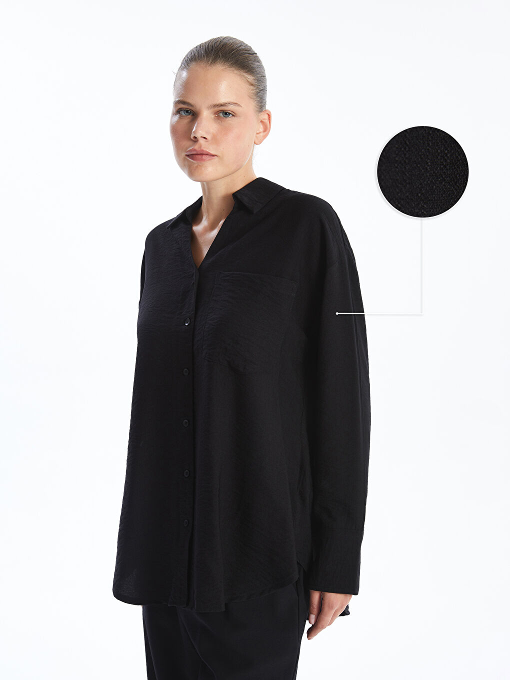 LCW Comfort Loose Fit Armürlü Büzgülü Kadın Gömlek -S5AT91Z8-CVL