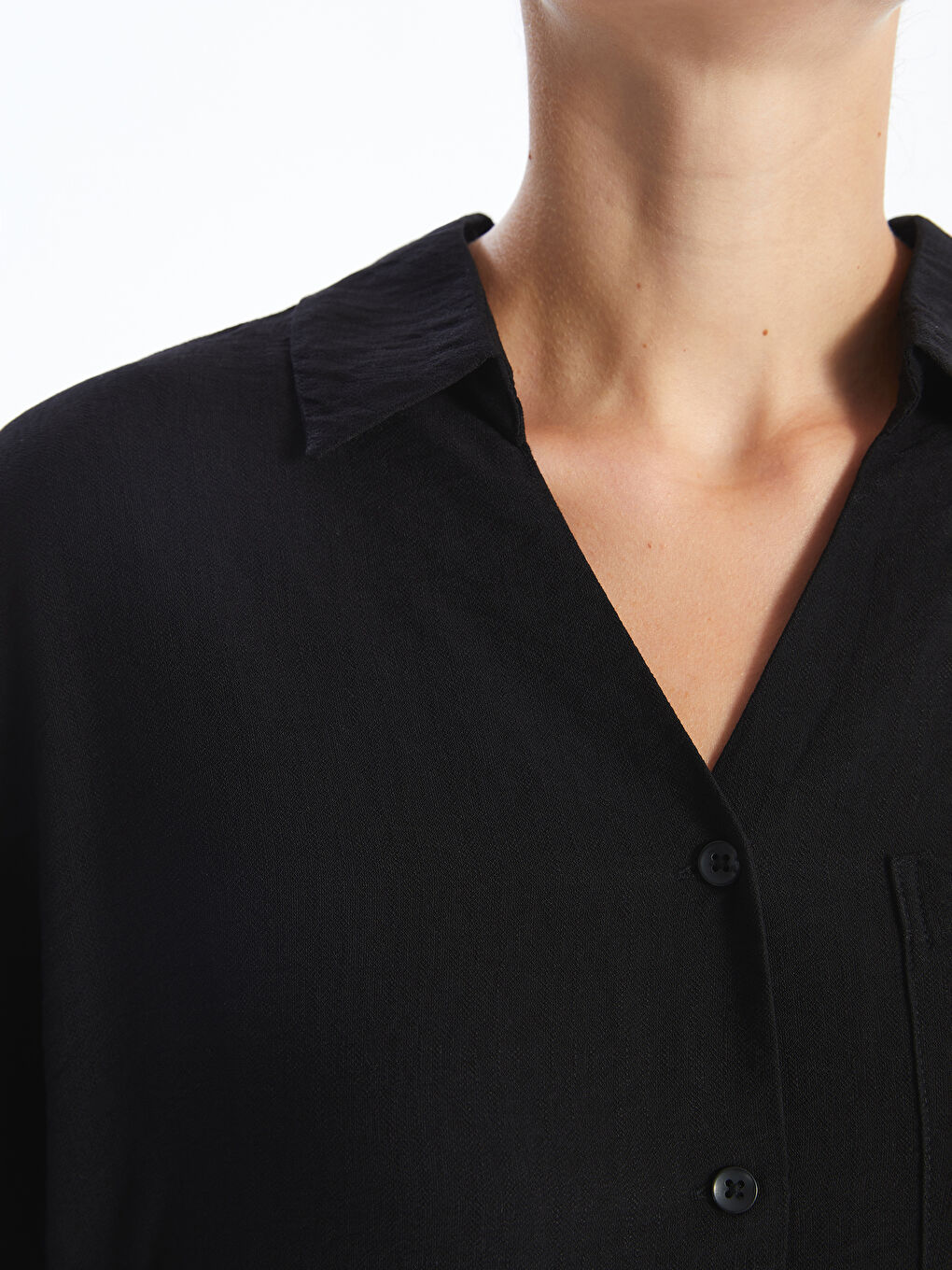 LCW Comfort Loose Fit Armürlü Büzgülü Kadın Gömlek -S5AT91Z8-CVL
