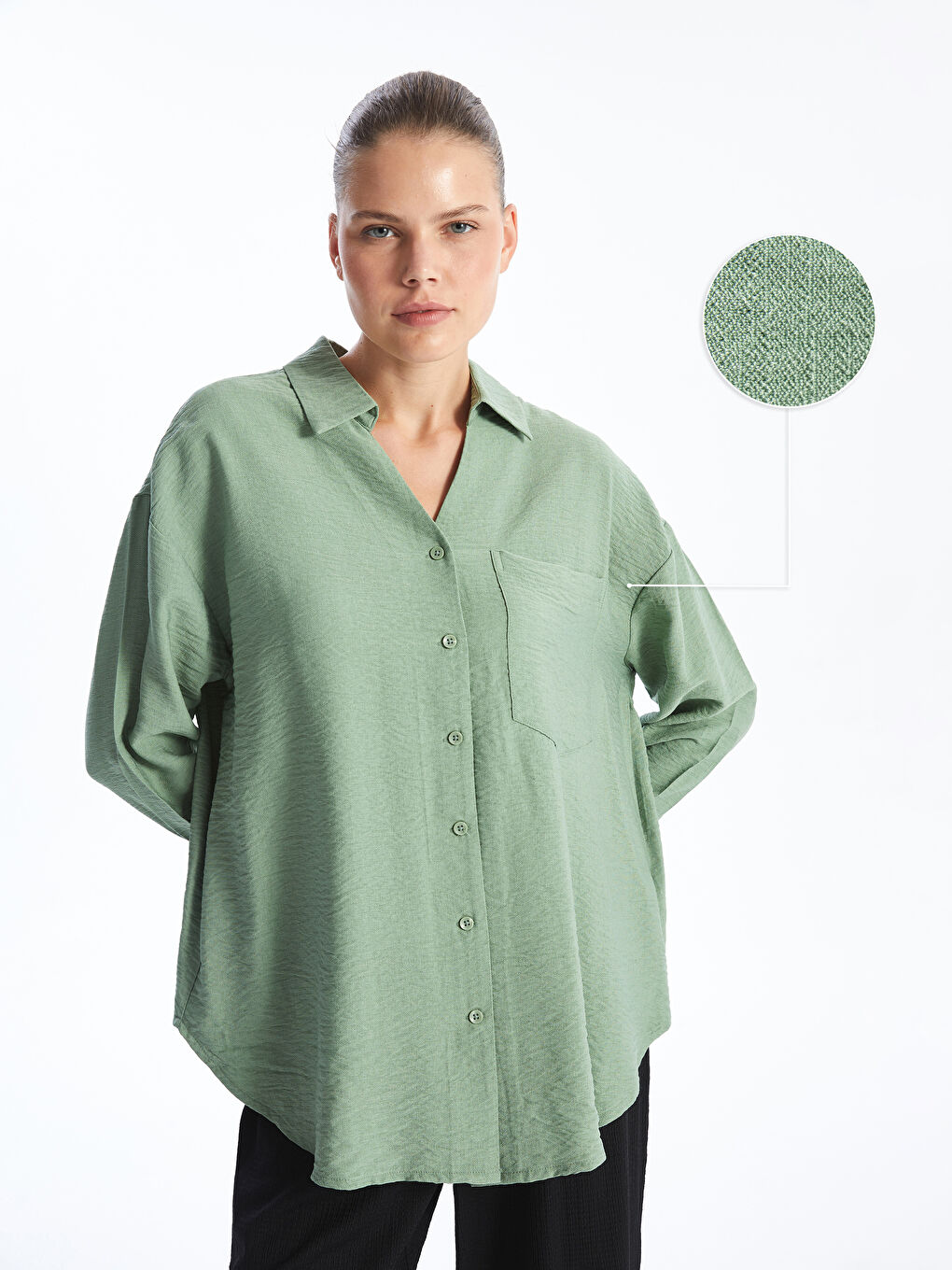 Loose Fit Dobby Gathered Women's Shirt -S5AT91Z8-FJY