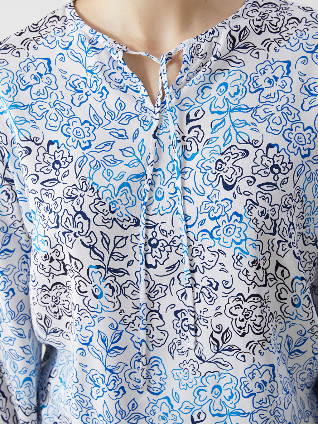 Tie Neck Patterned Women's Blouse -S5AT93Z8-LQQ