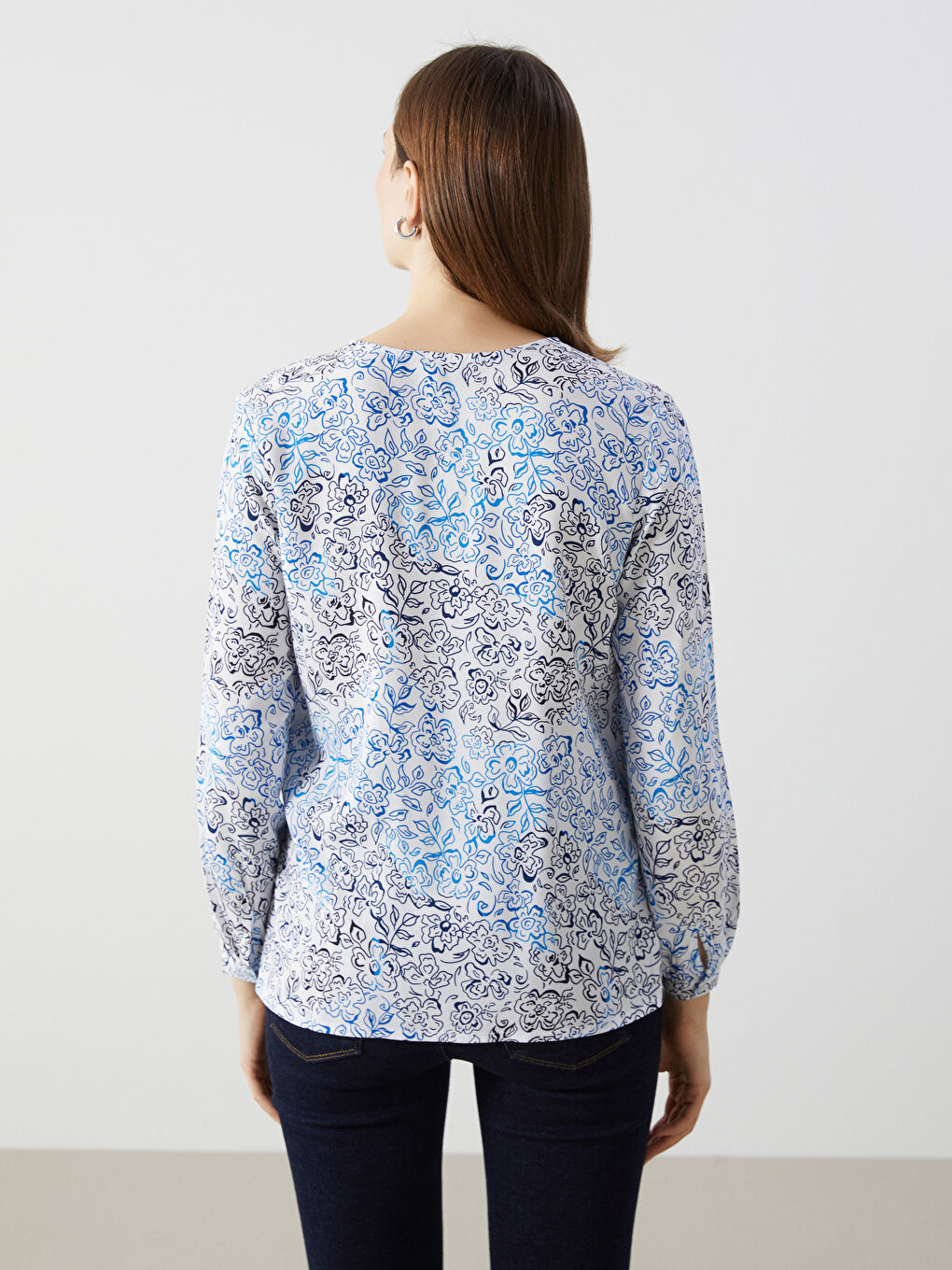 Tie Neck Patterned Women's Blouse -S5AT93Z8-LQQ