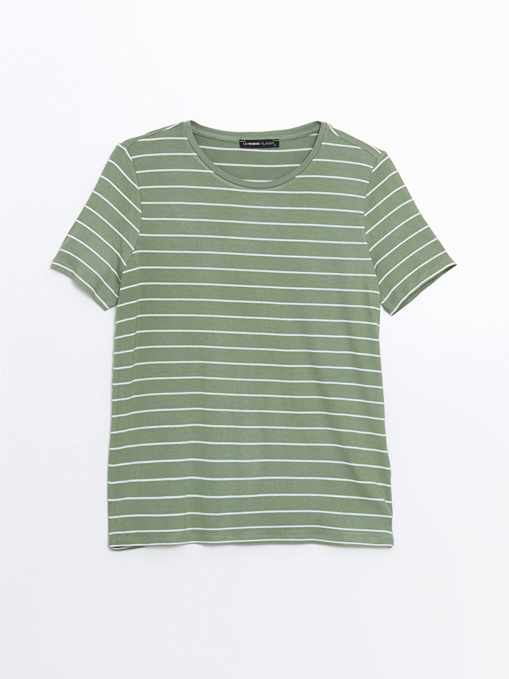 Crew Neck Striped Jersey Women's T-Shirt -S5AT96Z8-GBN