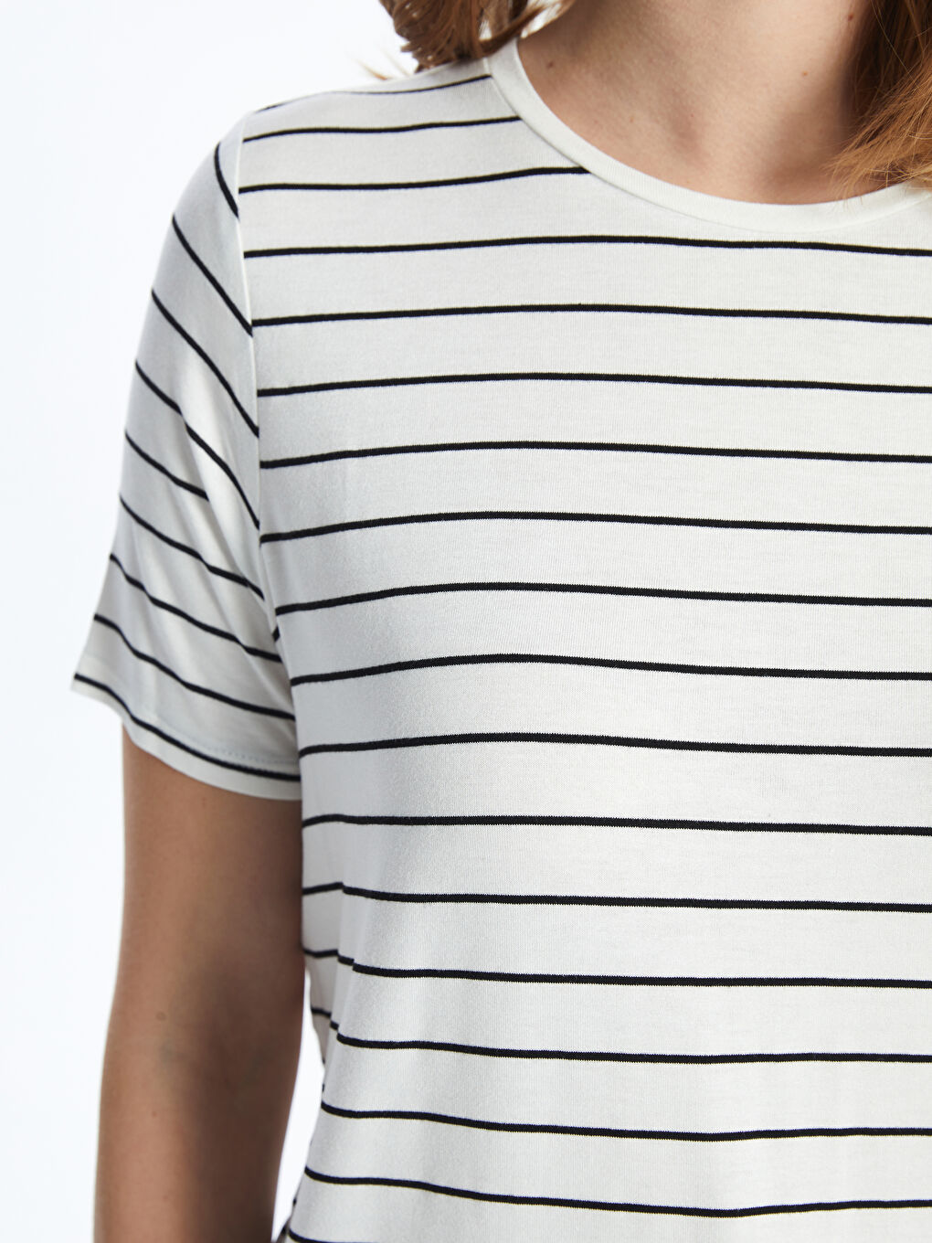 Crew Neck Striped Jersey Women's T-Shirt -S5AT96Z8-LJX