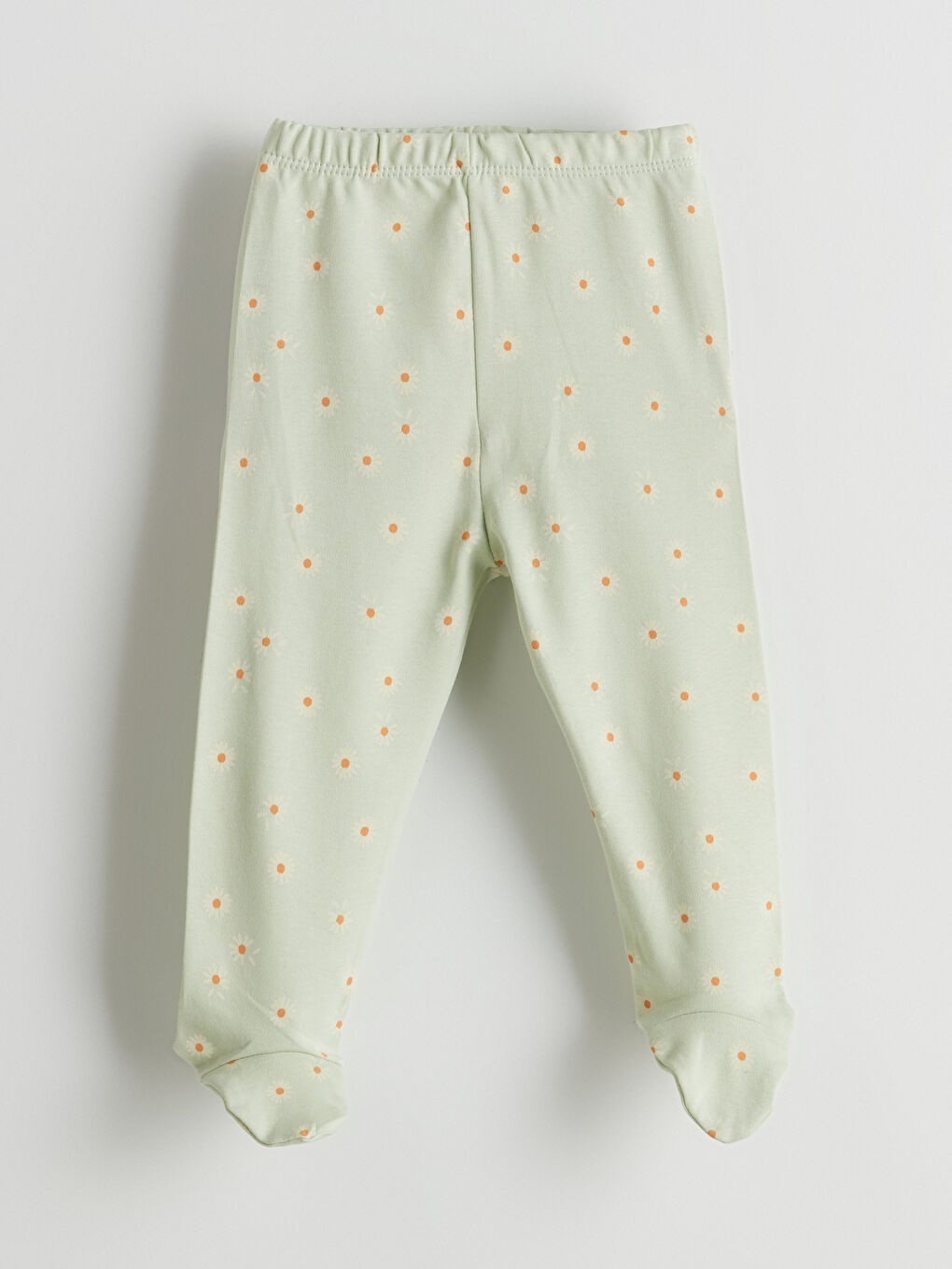 Yeşil Beli Lastikli Çiçekli Patikli Kız Bebek Pijama Alt