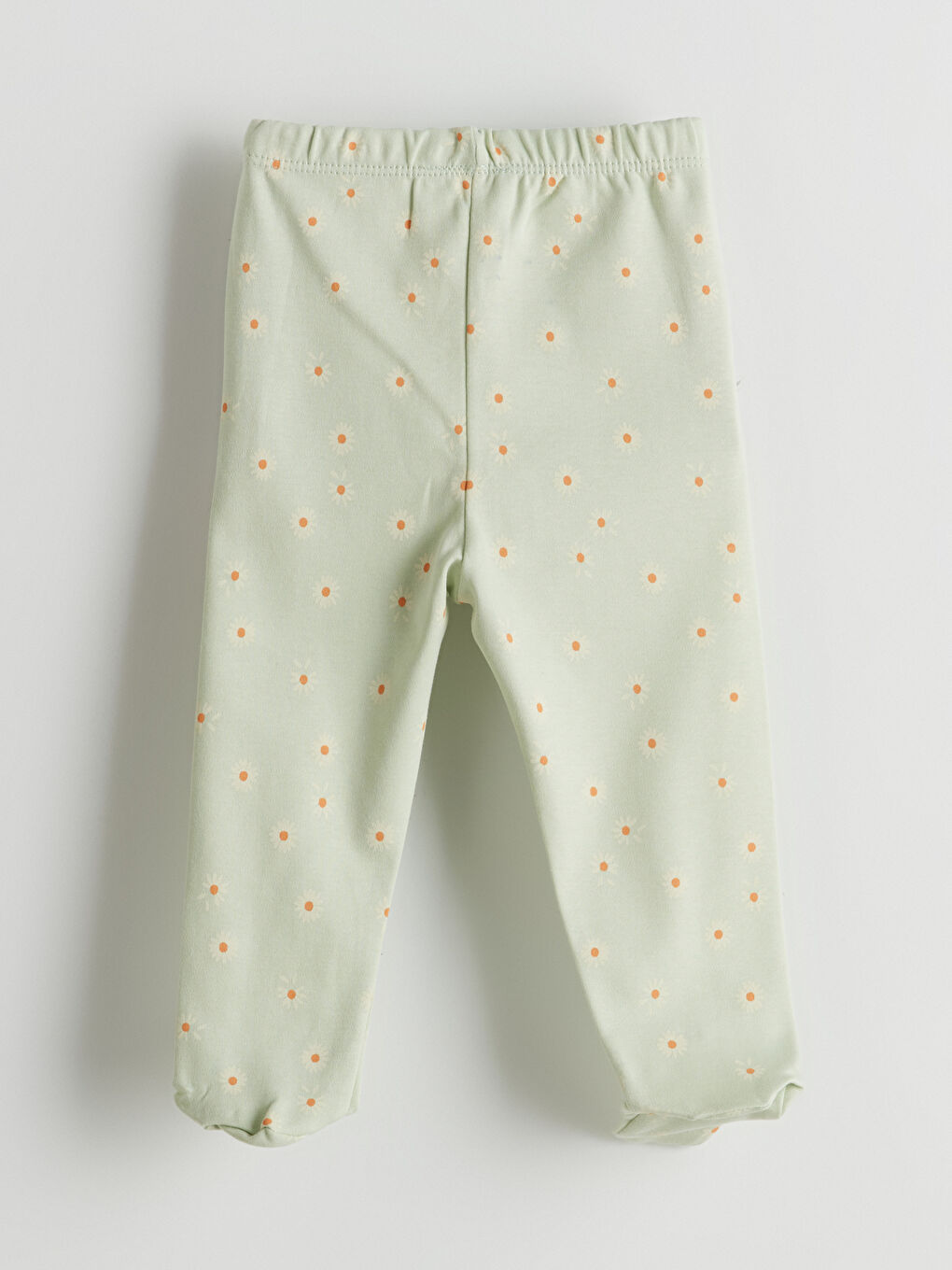 Yeşil Beli Lastikli Çiçekli Patikli Kız Bebek Pijama Alt-2