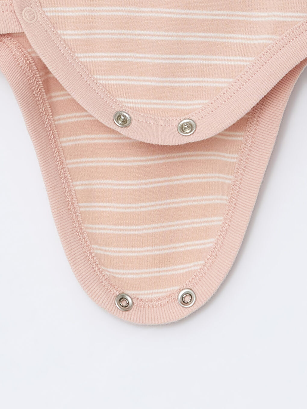 Pembe Çizgili Uzun Kollu Kız Bebek Çıtçıtlı Bodysuit-1