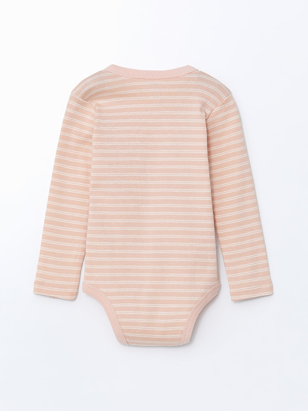 Pembe Çizgili Uzun Kollu Kız Bebek Çıtçıtlı Bodysuit-3