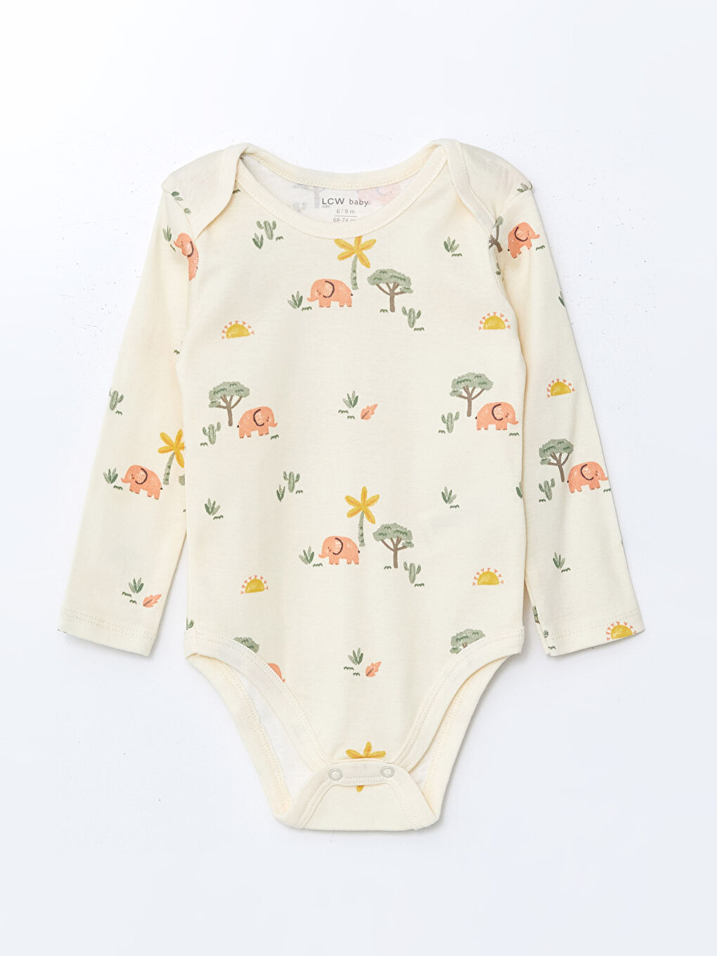 Bej Bisiklet Yaka Baskılı Erkek Bebek Çıtçıtlı Body