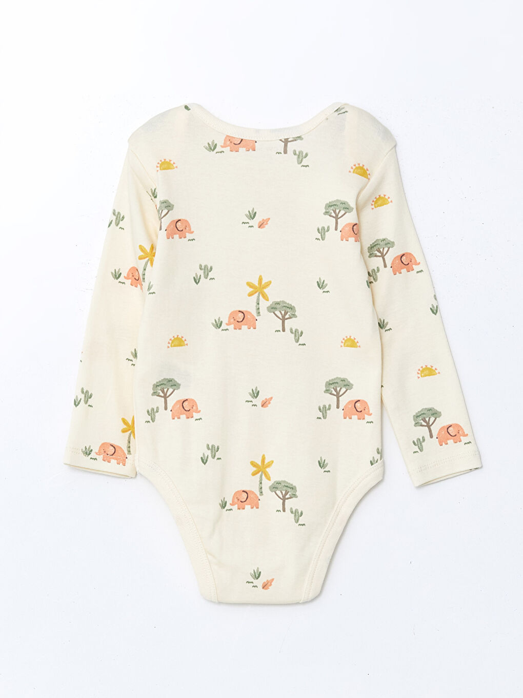 Bej Bisiklet Yaka Baskılı Erkek Bebek Çıtçıtlı Body-2