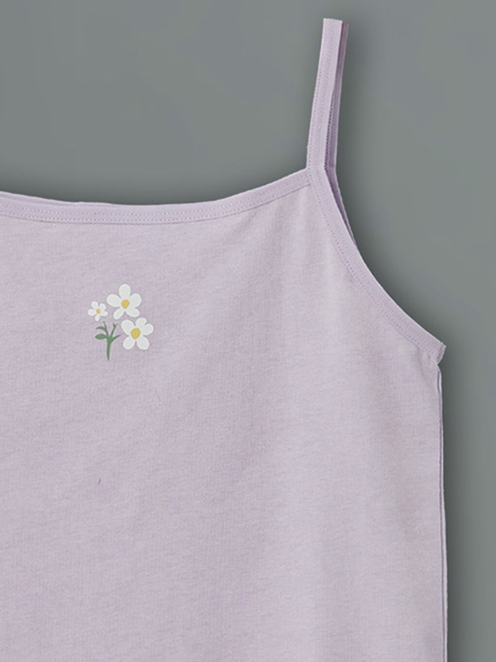 Lila Kare Yaka Çiçekli Kız Çocuk Atlet-2