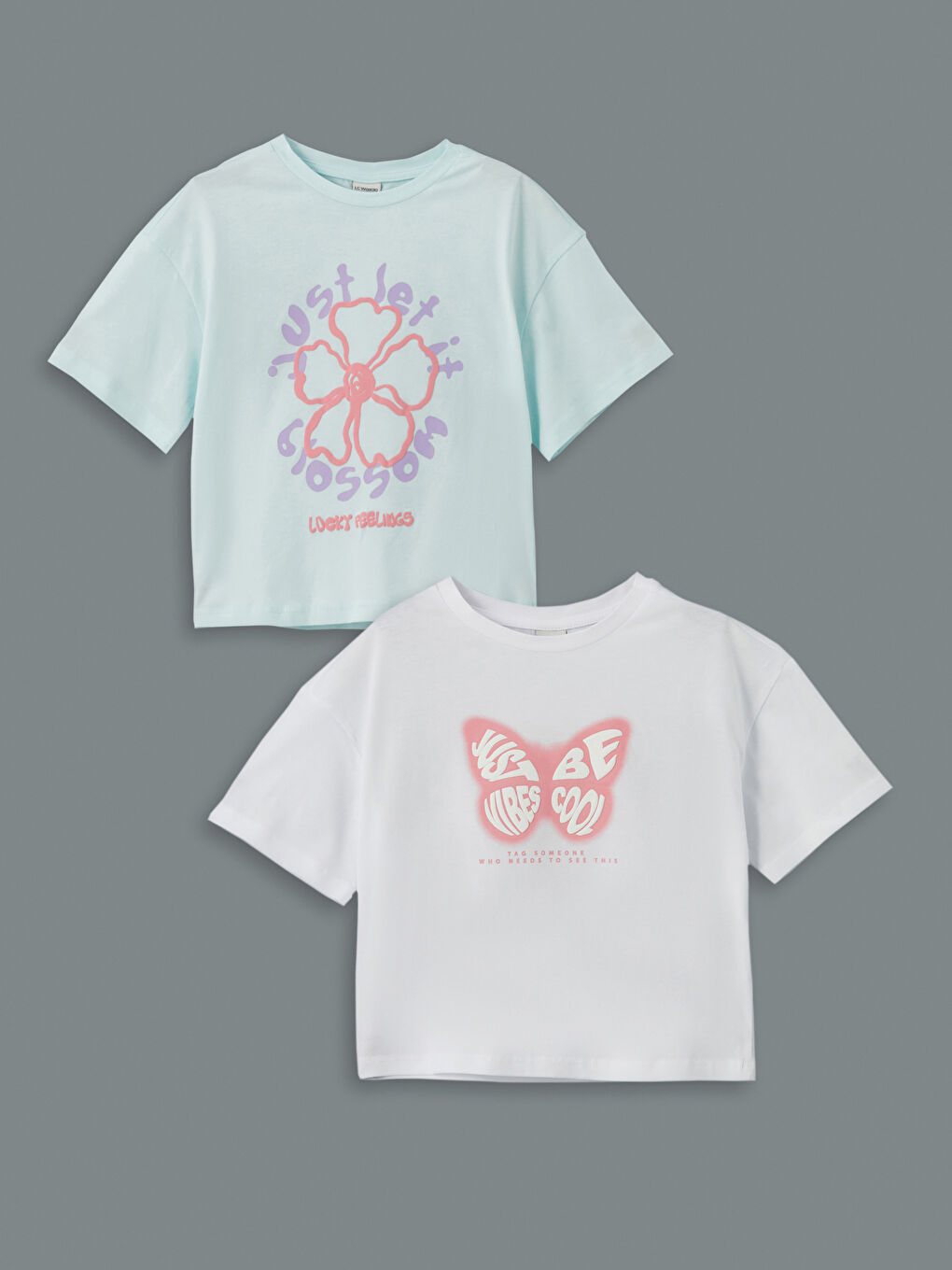 Crew Neck Girls' Crop T-Shirt 2-Pack -S5BA10Z4-TPR