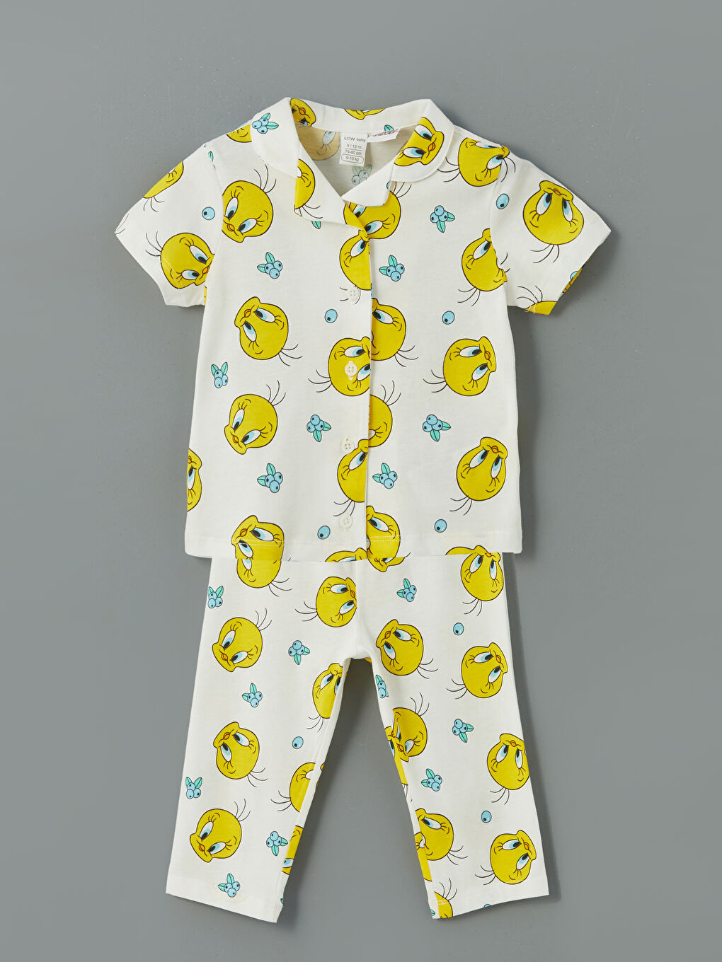 Polo Neck Tweety Printed Baby Girls' Pyjama Set -S5BA19Z1-LRA