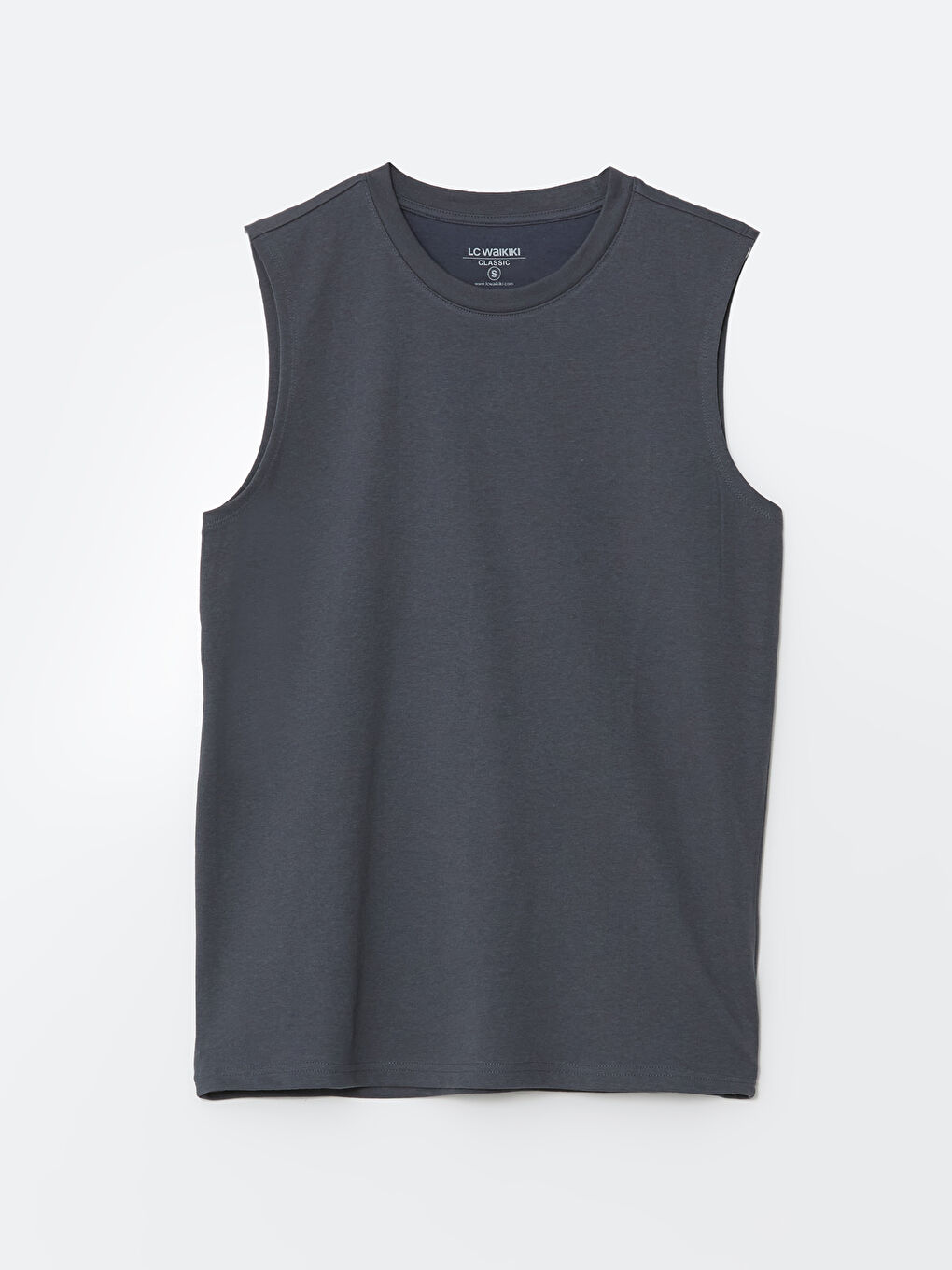 Gri Bisiklet Yaka Erkek Kolsuz Tişört-4