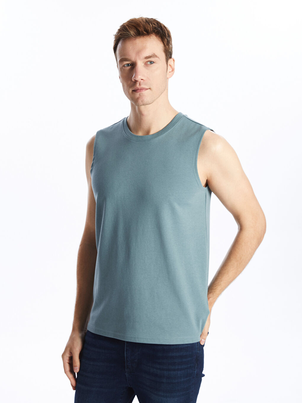 Crew Neck Men's Sleeveless T-Shirt -S5BA73Z8-YY0