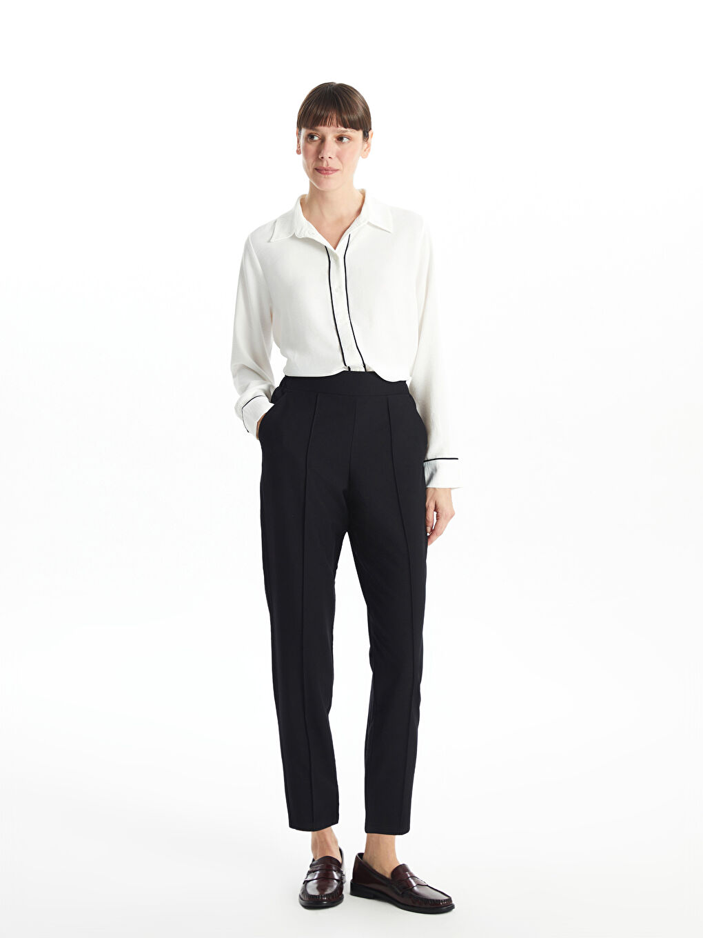 Women's Elasticated Waist Cigarette Trousers -S5BA75Z8-CVL