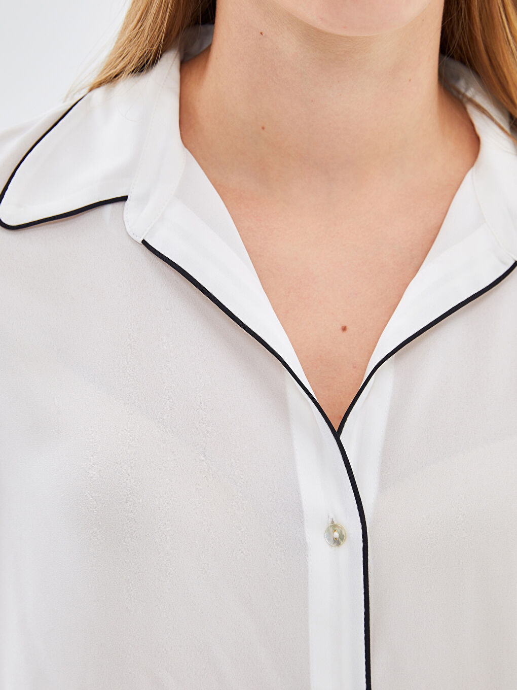 Collared Neck Plain Dobby Fabric Women's Blouse -S5BC09Z8-R9J