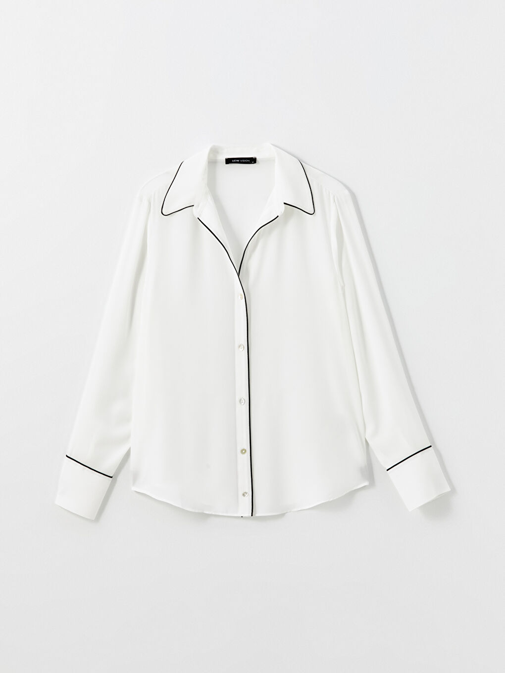 Collared Neck Plain Dobby Fabric Women's Blouse -S5BC09Z8-R9J
