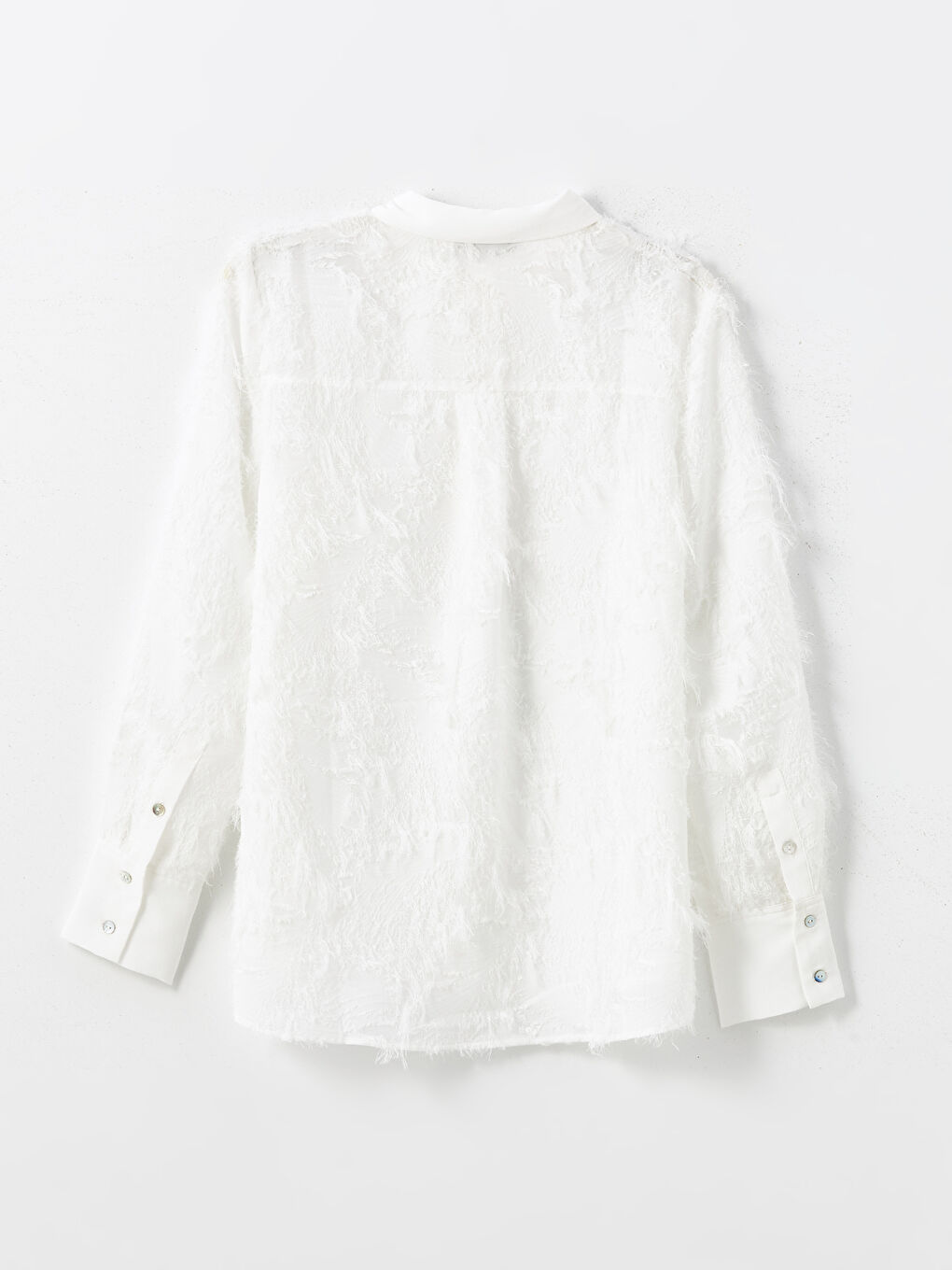 Collared Neck Patterned Tulle Jacquard Women's Blouse -S5BC16Z8-R9J