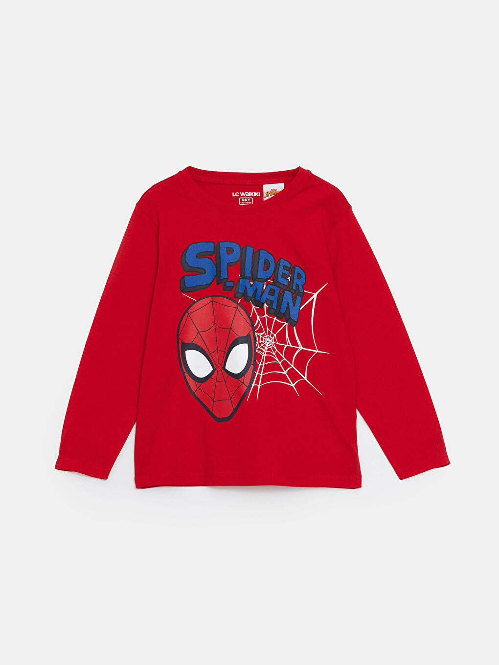 Kırmızı Bisiklet Yaka Spider-Man Baskılı Erkek Çocuk Pijama Üstü